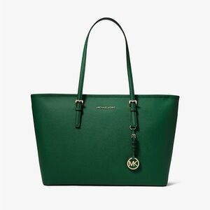 NWT Michael Kors Jet Set Travel Medium Green Tote Bag